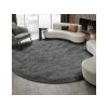 Tmavosivý okrúhly shaggy koberec Lana