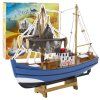 Zberateľský dekoratívny model rybárskej lode modrý 30x26 cm