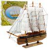 Zberateľský model trojsťažňovej plachetnice biely 39x36cm