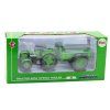 Kovový poľnohospodársky traktor s prívesom, zelený 1:18