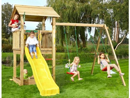 Hřiště Jungle Casa s houpačkami 2 Swing Frame 2.0 kompletní sestava včetně skluzavky