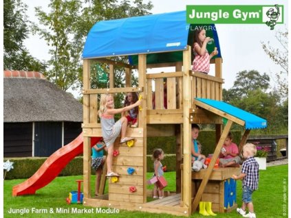 Hřiště Jungle Farm s modulem MiniMarket kompletní sestava včetně skluzavky