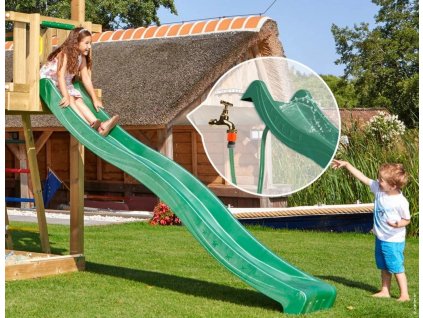 Jungle Gym skluzavka tmavě zelená krátká s přípojkou na vodu