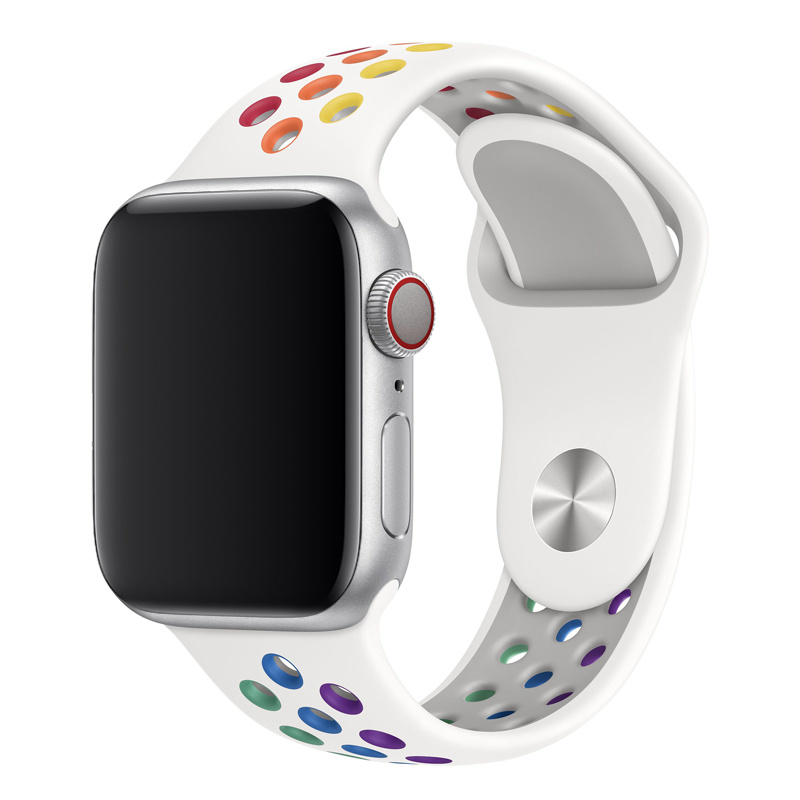DEVIA Řemínek Apple Watch 38 / 40 / 41mm Sport 2 silikon bílo-duhový