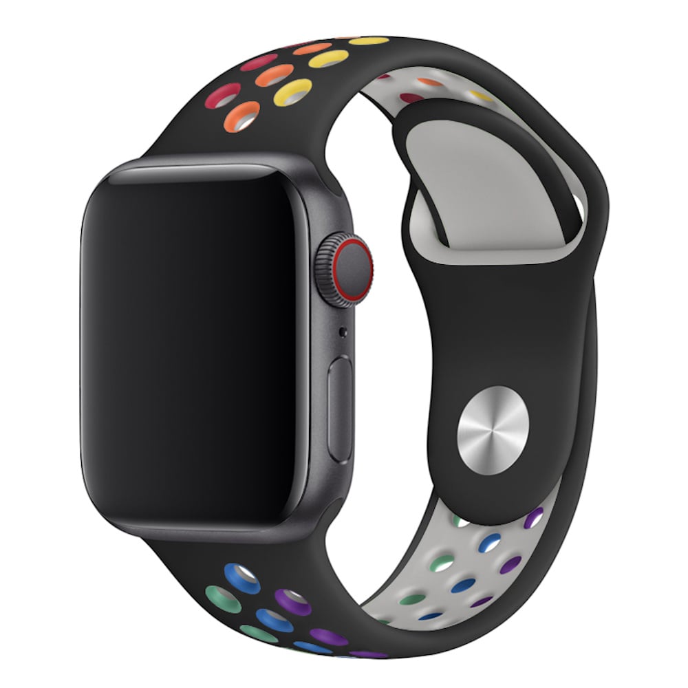 DEVIA Řemínek Apple Watch 42 / 44 / 45 / 49mm Sport 2 silikon černo-duhový