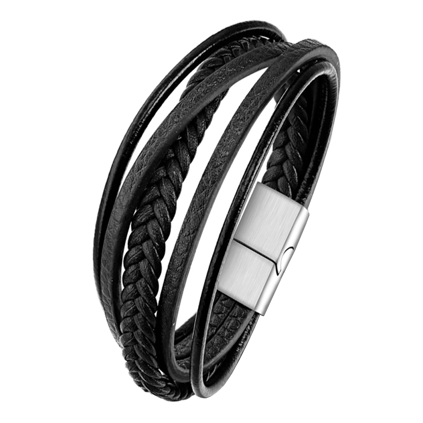 MAVATO WACO černý pánský kožený náramek délka 23cm