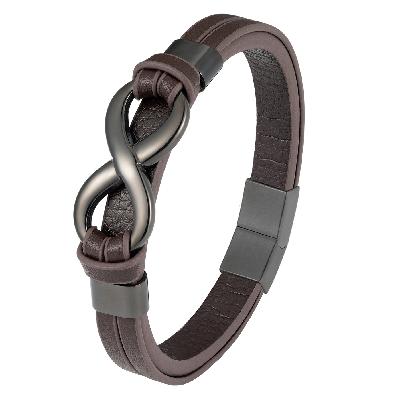 MAVATO INFINITY hnědý pánský kožený náramek délka 19cm