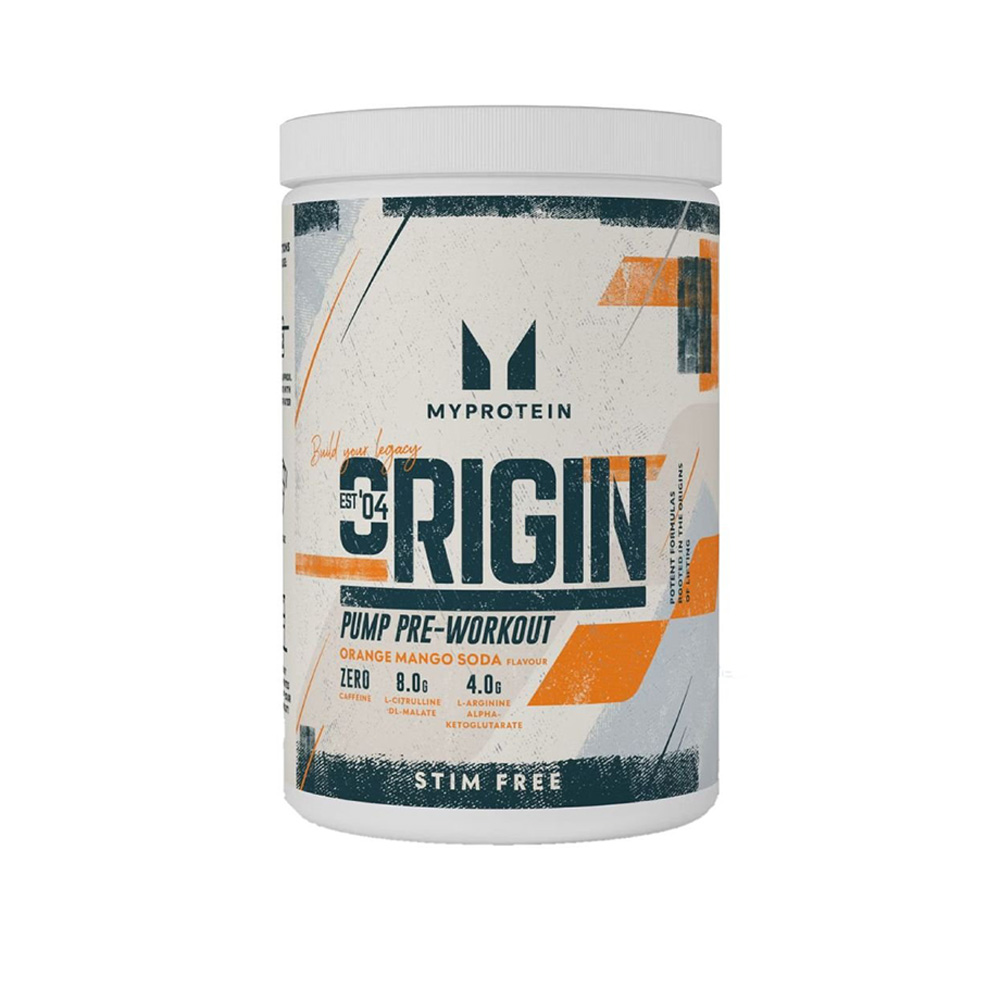 MyProtein Origin Pre-Workout Stim Free 600 g orange mango Příchuť: mango-pomeranč