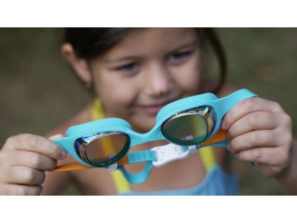 Kids mirrored swim goggles BornToSwim®- Turquoise/orange