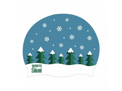 Christmas Swim Cap BornToSwim® - Christmas Tree - Blue