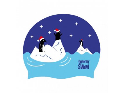 Christmas swimming cap BornToSwim® - Penguin - Blue