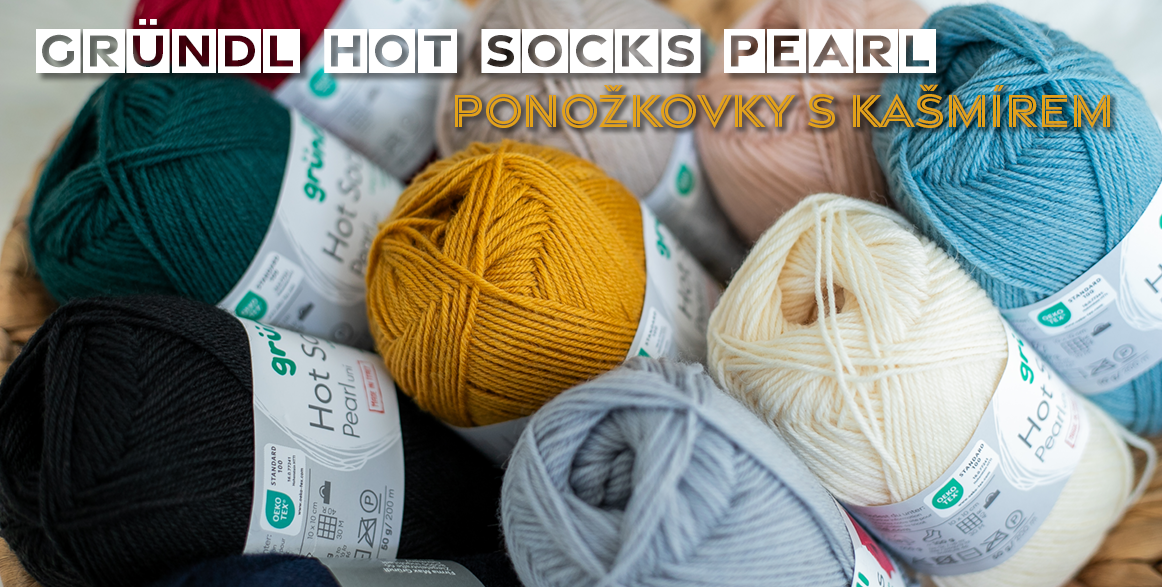 Gründl, ponožková vlna, příze, ponožkovka, Hot Socks Pearl, kašmír, merino