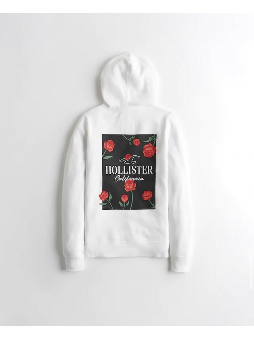 Hollister bílá mikina s kapucí s potiskem
