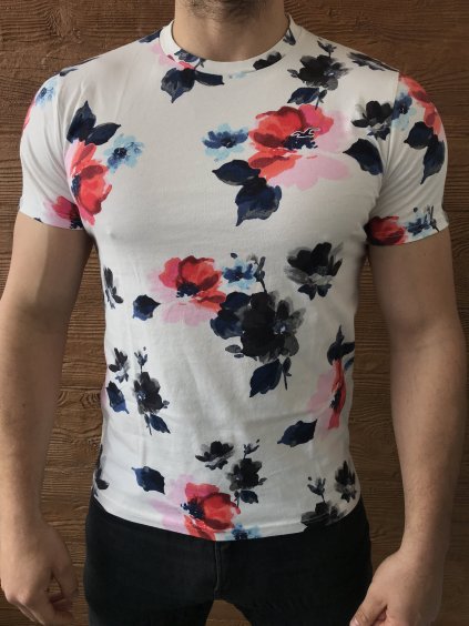 Hollister bílé květované tričko