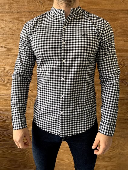 Hollister černo-bílá károvaná košile se stojáčkem