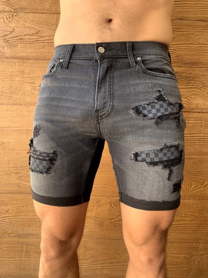 Hollister tmavě šedé potrhané džínové kraťasy