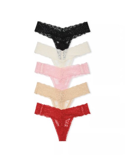 Victoria's Secret krajková tanga - balení 5 ks (dárkové balení)