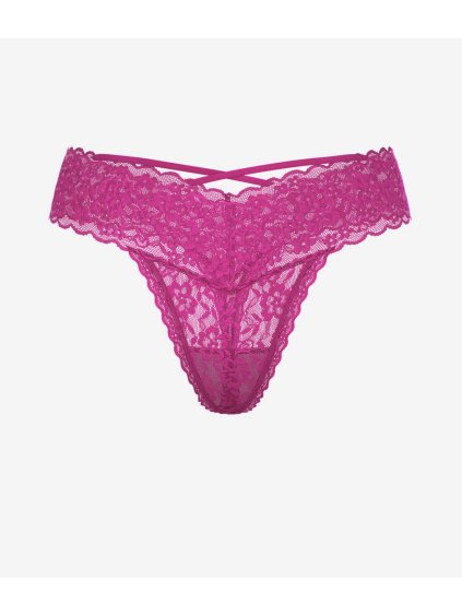 Victoria's Secret růžová krajková tanga s křížením
