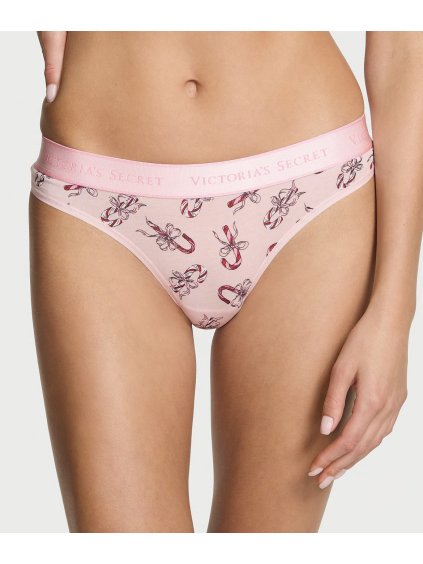Victoria's Secret růžová bavlněná tanga s vánočním motivem