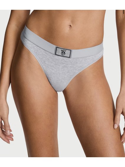 Victoria's Secret šedá bavlněná tanga s kamínky