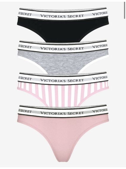 Victoria's Secret bavlněná tanga  - balení 4 ks (dárkové balení)