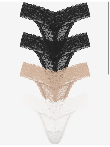 Victoria's Secret krajková tanga  - balení 4 ks (dárkové balení)