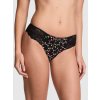 PINK Victoria's Secret černá bezešvá no-show tanga s krajkou vánoční motiv