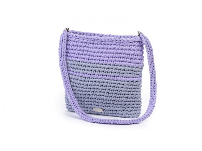 Háčkovaná crossbody kabelka Viktorie šeříková se světle šedou