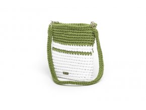 Háčkovaná crossbody kabelka Viktorie bílá se zelenou