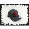 TRUCKER kšilt s koženým kruhovým logem - RED
