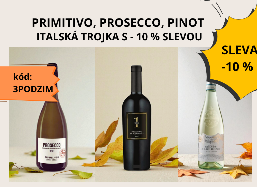Podzimní bestsellery: Primitivo, Prosecco, Pinot | 5+1 láhev zdarma nebo -10 % sleva