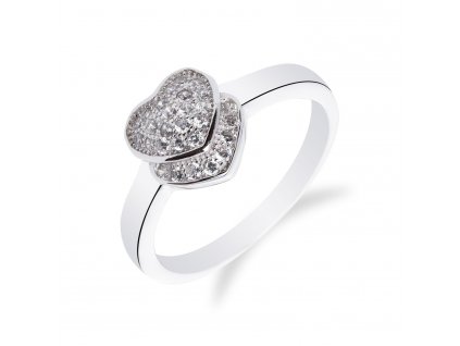 Rhodiovaný stříbrný prsten se srdíčkem - Meucci SM38R