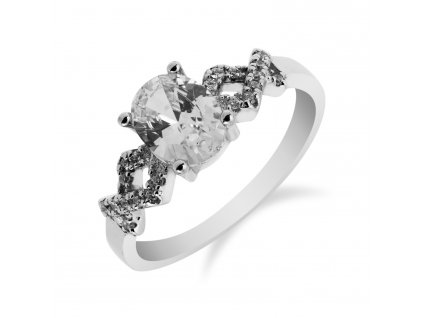 Stylový stříbrný prsten s oválným zirkonem - Meucci SS83R/08
