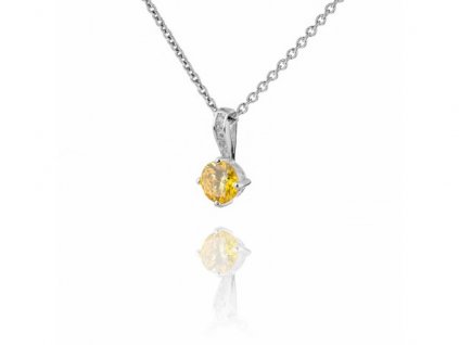 Jemný stříbrný náhrdelník se žlutým topazem a zirkony - Meucci SS93N/09