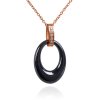 Ocelový náhrdelník se zirkony a černým oválkem z keramiky - Meucci DS096N