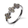 Stříbrný prsten s olivínovými čtyřlístky - Meucci SR128/11
