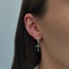 Pozlacené stříbrné visací náušnice s křížkem - Meucci SLE413