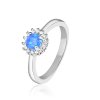 Stříbrný prsten s modrým opálem a zirkony - Meucci SR141
