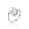 Stříbrný prsten s říční perlou a zirkony - Meucci SR179