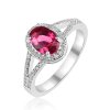 Stříbrný prsten s červeným oválným zirkonem - Meucci SS371R