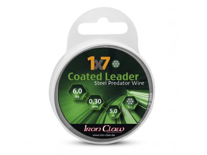 Iron Claw ocelové lanko potažené 1x7, 6 kg zelené