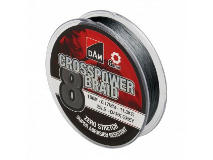 Pletená Šňůra DAM Crosspower 8-Braid Dark Grey 150m