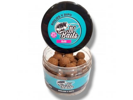 JV Baits boilies v dipu krill 500ml mix 20/24mm