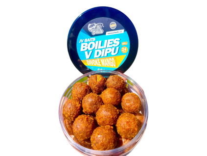 JV Baits Dipované boilies Divoké Mango 24 mm 300 ml