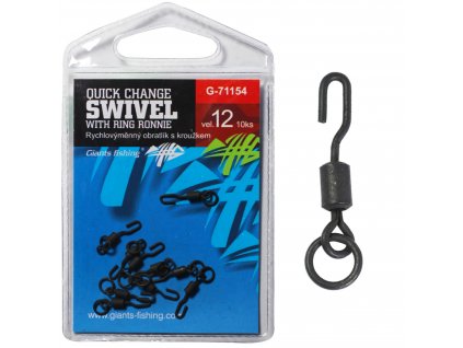 Giants fishing Rychlovýměnný obratlík s kroužkem Quick Change Swivel with Ring Ronnie, vel.12/10ks