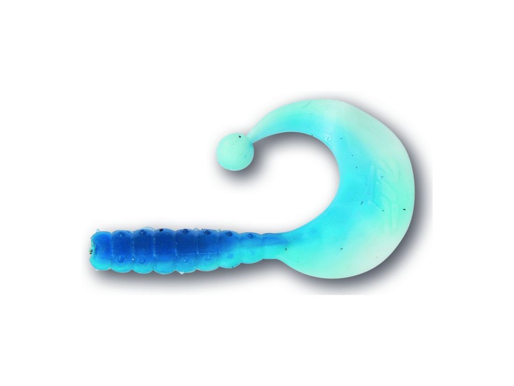 Magic Trout Gumová nástraha CURLY B-BOBBLES 4,2cm modrá/bílá
