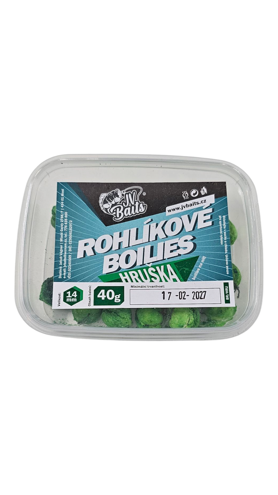 JV Baits Rohlíkové boilies 14 mm, 40 g Hruška