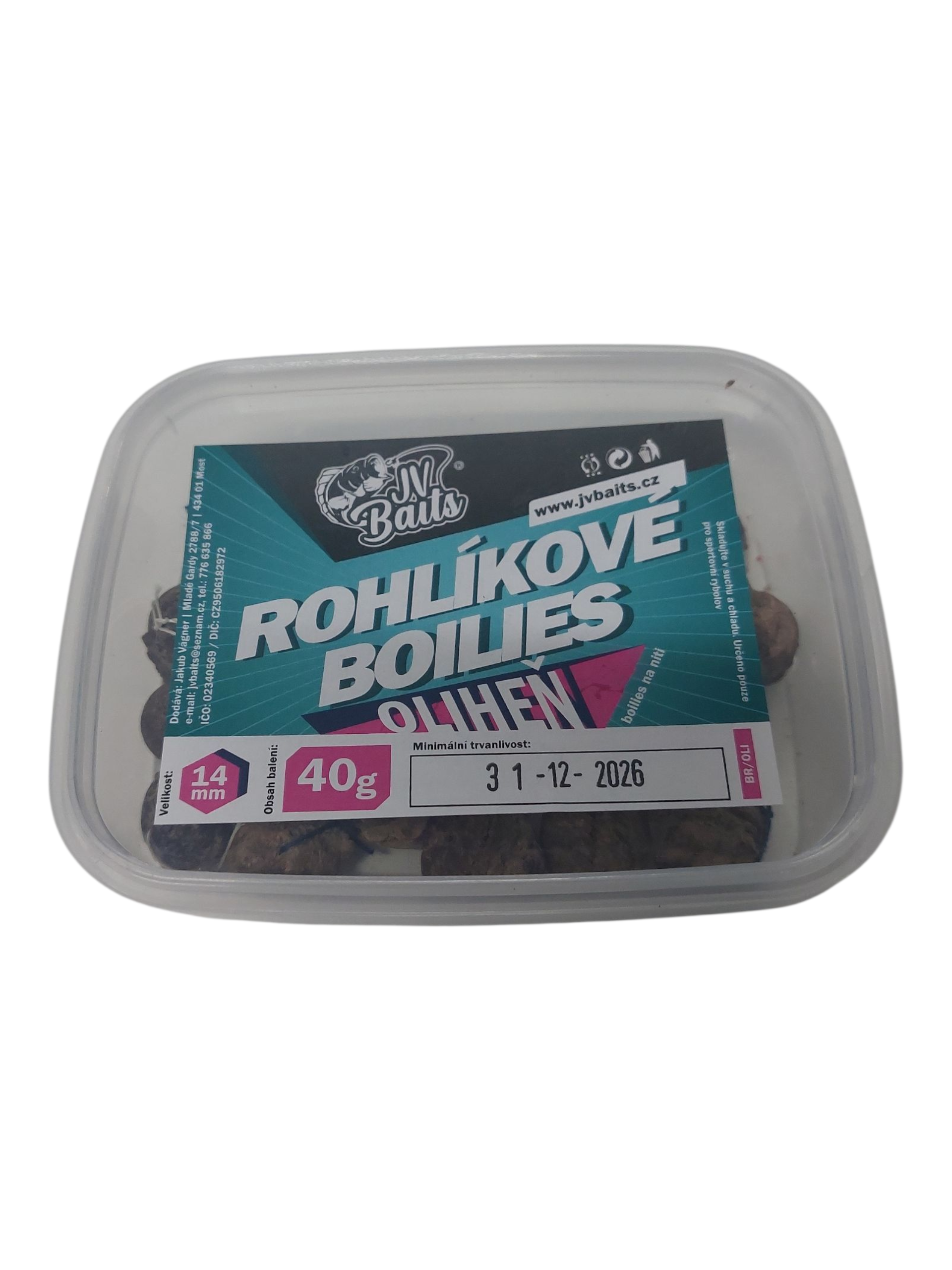 JV Baits Rohlíkové boilies 14 mm, 40 g Oliheň