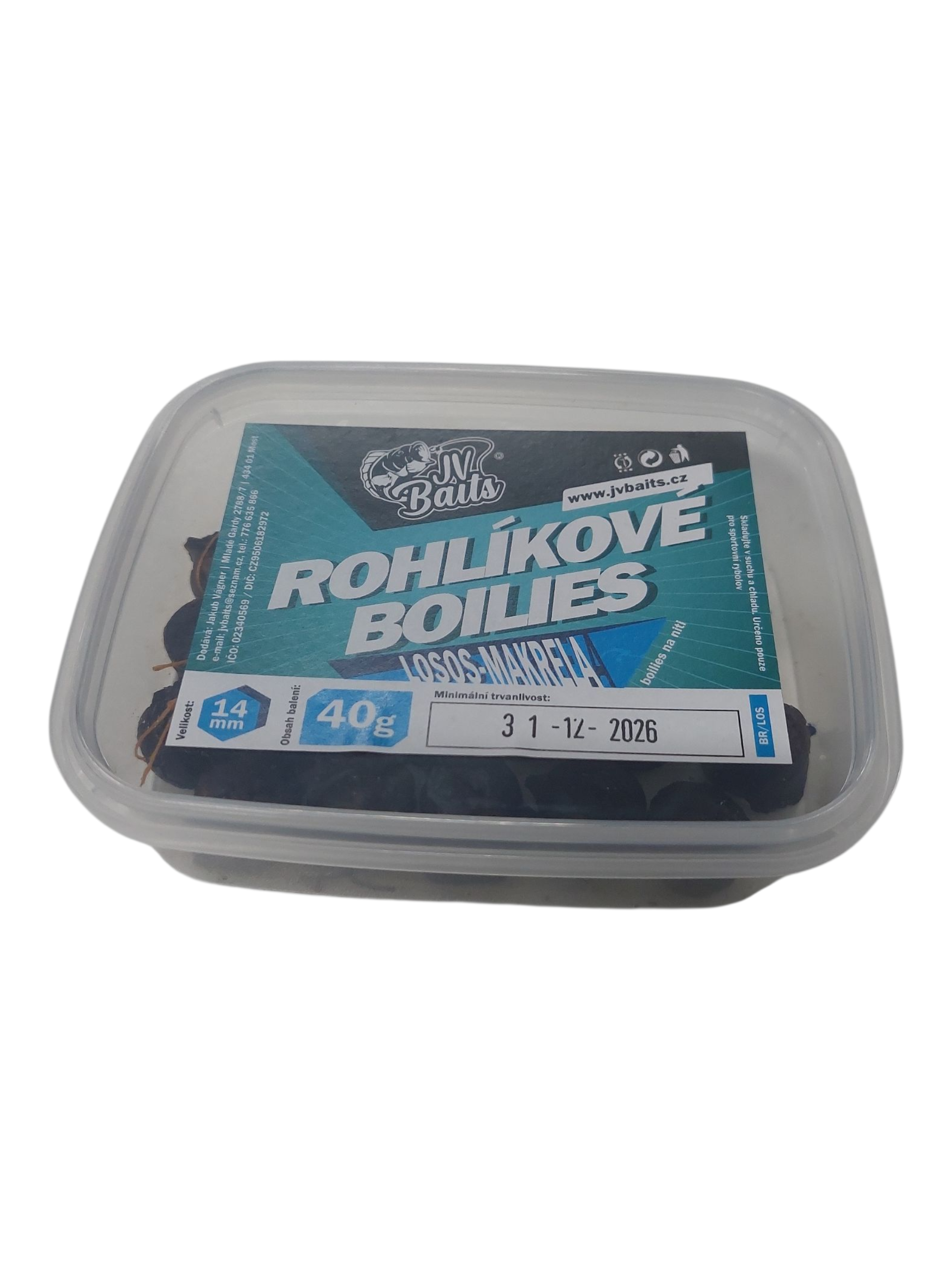 JV Baits Rohlíkové boilies 14 mm, 40 g Losos-Makrela