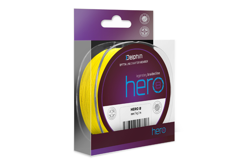 Delphin Šnůra HERO 8 / fluo žlutá Velikost: 0,22mm 17,7kg  117m
